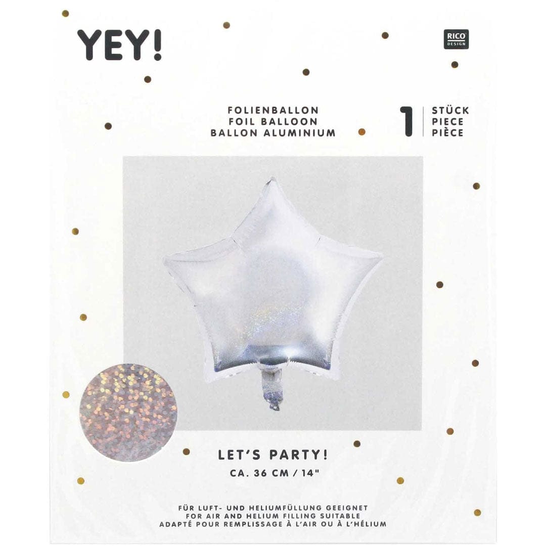Happy Sprinkles Streusel Folienballon Stern- Silber Holographic
